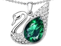 Original Star K™ Love Swan Pendant With Pear Shape Simulated Emerald