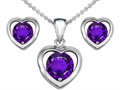 Original Star K™ Round Genuine Amethyst Heart Earrings with Free Box Set matching Pendant