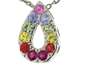 Tommaso Design™ Rainbow Sapphire Drop Pendant with 11 Genuine Multi Color Sapphires