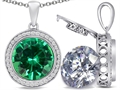 Switch-It Gems™ 2in1 Round 10mm Simulated Emerald Pendant with Interchangeable Simulated Diamond Included