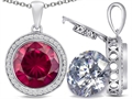 Switch-It Gems™ 2in1 Round 10mm Simulated Ruby Pendant with Interchangeable Simulated Diamond Included