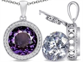 Switch-It Gems™ 2in1 Round 10mm Simulated Alexandrite Pendant with Interchangeable Simulated Diamond Included