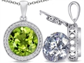 Switch-It Gems™ 2in1 Round 10mm Simulated Peridot Pendant with Interchangeable Simulated Diamond Included