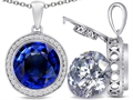 Switch-It Gems™ 2in1 Round 10mm Simulated Sapphire Pendant with Interchangeable Simulated Diamond Included
