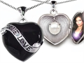 Original Star K™ True Love Black Enamel Locket With 7mm Round Simulated Pearl Surprise