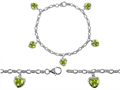 Original Star K™ High End Tennis Charm Bracelet With 5pcs 7mm Heart Shape Genuine Peridot