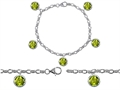 Original Star K™ High End Tennis Charm Bracelet With 5pcs 7mm Round Genuine Peridot