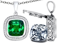 Switch-It Gems™ 2in1 Cushion 10mm Simulated Emerald Pendant with Interchangeable Simulated Diamond Included