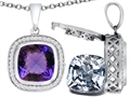 Switch-It Gems™ 2in1 Cushion 10mm Simulated Alexandrite Pendant with Interchangeable Simulated Diamond Included
