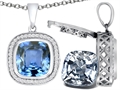 Switch-It Gems™ 2in1 Cushion 10mm Simulated Aquamarine Pendant with Interchangeable Simulated Diamond Included