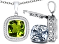 Switch-It Gems™ 2in1 Cushion 10mm Simulated Peridot Pendant with Interchangeable Simulated Diamond Included