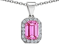 Original Star K™ 10x8mm Emerald Cut Created Pink Sapphire Pendant