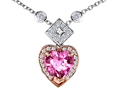 Original Star K™ Two Toned Heart Shape Created Pink Sapphire Necklace