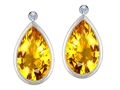 Original Star K™ Pear Shape Genuine Citrine Earring Studs With High Post On Back