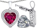 Switch-It Gems™ 2in1 Heart 10mm Simulated Ruby Pendant with Interchangeable Simulated Diamond Included