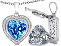 Switch-It Gems™ 2in1 Heart 10mm Simulated Blue Topaz Pendant with Interchangeable Simulated Diamond Included