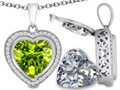Switch-It Gems™ 2in1 Heart 10mm Simulated Peridot Pendant with Interchangeable Simulated Diamond Included