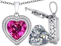 Switch-It Gems™ 2in1 Heart 10mm Simulated Pink Tourmaline Pendant with Interchangeable Simulated Diamond Included