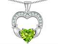 Celtic Love by Kelly™ Hands Holding 8mm Heart Claddagh Pendant With Simulated Peridot