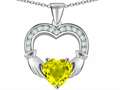 Celtic Love by Kelly™ Hands Holding 8mm Heart Claddagh Pendant With Simulated Yellow Sapphire