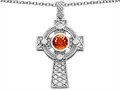 Celtic Love by Kelly™ Celtic Cross pendant with 7mm Round Simulated Orange Mexican Fire Opal