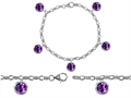 Original Star K™ High End Tennis Charm Bracelet With 5pcs 7mm Round Genuine Amethyst