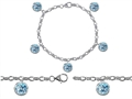 Original Star K™ High End Tennis Charm Bracelet With 5pcs 7mm Round Simulated Aquamarine