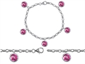 Original Star K™ High End Tennis Charm Bracelet With 5pcs 7mm Round Simulated Pink Tourmaline