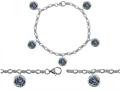 Original Star K™ High End Tennis Charm Bracelet With 5pcs 7mm Round Rainbow Mystic Topaz