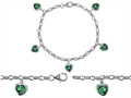 Original Star K™ High End Tennis Charm Bracelet With 5pcs 7mm Heart Shape Simulated Emerald