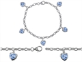 Original Star K™ High End Tennis Charm Bracelet With 5pcs 7mm Heart Shape Simulated Aquamarine