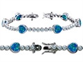 Original Star K™ High End Tennis Bracelet With 6pcs 7mm Heart Shape Created Blue Opal