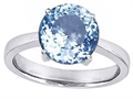 Original Star K™ Large Solitaire Big Stone Ring with 10mm Round Simulated Aquamarine