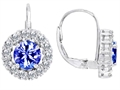 Original Star K™ Lever Back Dangling Earrings With 6mm Round Simulated Tanzanite