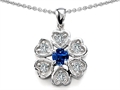Original Star K™ Flower Pendant With Round 4mm Created Sapphire