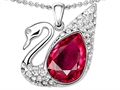 Original Star K™ Love Swan Pendant With Pear Shape Created Ruby