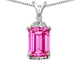 Original Star K™ Large Emerald Cut 14x10mm Created Pink Sapphire Pendant