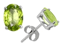 Original Star K™ Classic Oval Earring Studs with Genuine Peridot