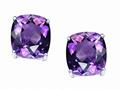 Tommaso Design™ 7mm Cushion Cut Genuine Amethyst Earring Studs