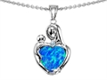 Original Star K™ Loving Mother With Child Hugging Pendant With Heart Shape 8mm Created Blue Opal