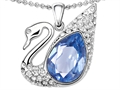 Original Star K™ Love Swan Pendant With Pear Shape Simulated Aquamarine