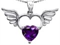 Original Star K™ Wings Of Love Birthstone Pendant with 8mm Heart Shape Genuine Amethyst