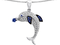 Original Star K™ Dolphin Pendant With Created Sapphire And Cubic Zirconia