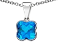 Tommaso Design™ Clover Genuine Blue Topaz Pendant
