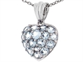 Tommaso Design™ 1inch Puffed Heart with Genuine Aquamarine Pendant
