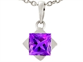 Tommaso Design™ 6mm Square Genuine Amethyst Pendant