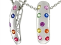 Tommaso Design™ Rainbow Sapphire Pendant with 9 Genuine Multi Color Sapphires