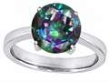 Original Star K™ Large Solitaire Big Stone Ring with 10mm Round Rainbow Mystic Topaz
