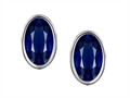 Original Star K™ Oval Genuine Sapphire Bezel Set Small Earring Studs