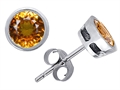 Original Star K™ Classic Bezel Set Earring Studs with Round 6mm Genuine Citrine